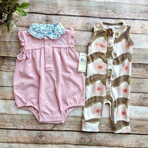 Ralph Lauren New Pink Romper and Kate Quinn Tank Onesie Size 0-3 and 9m